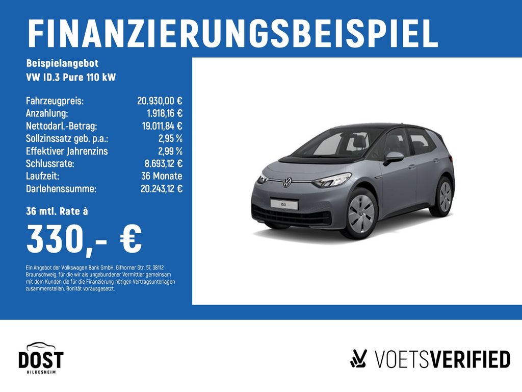 ID.3  Pure 110 kW NAVI+PDC+KLIMA+App-Connect