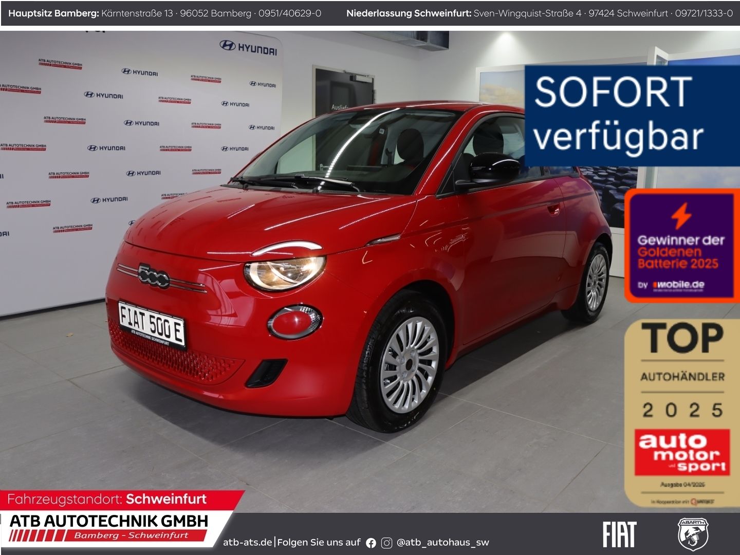 Fiat 500e 23,8 kWh RED Apple CarPlay Klimaautom DAB