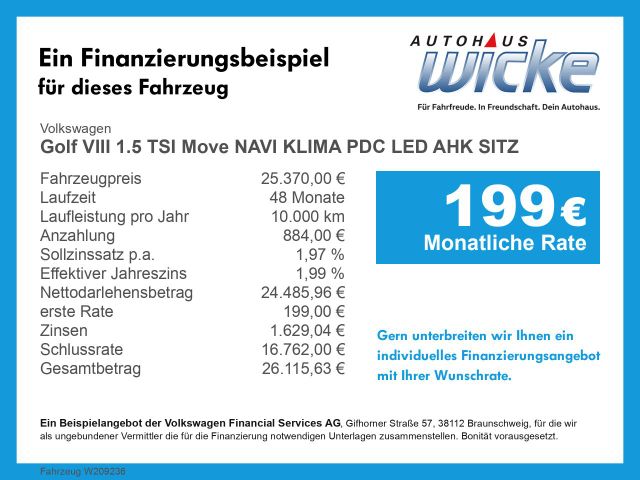 Golf VIII 1.5 TSI Move NAVI KLIMA PDC LED AHK