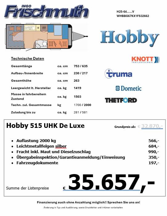 Hobby De Luxe 515 UHK Hubbett Auflast