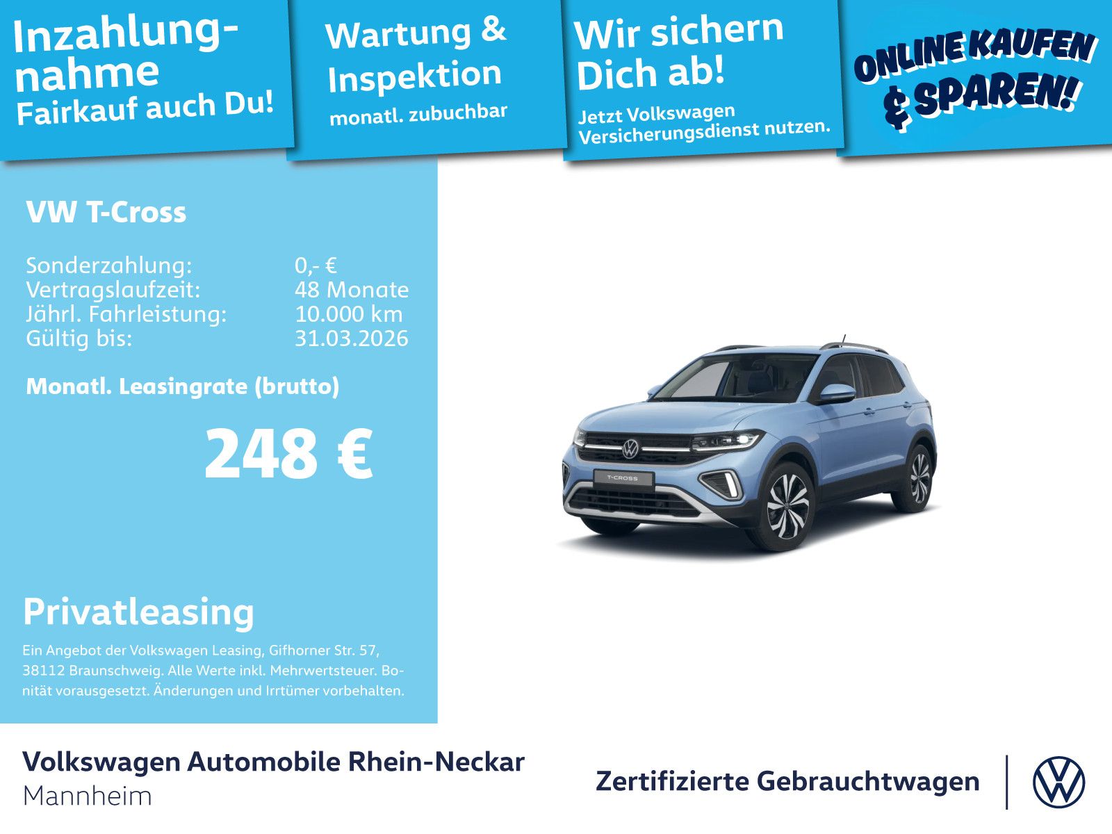 Volkswagen T-Cross 1.0 TSI Style DSG GAR 2029 Navi Kamera L