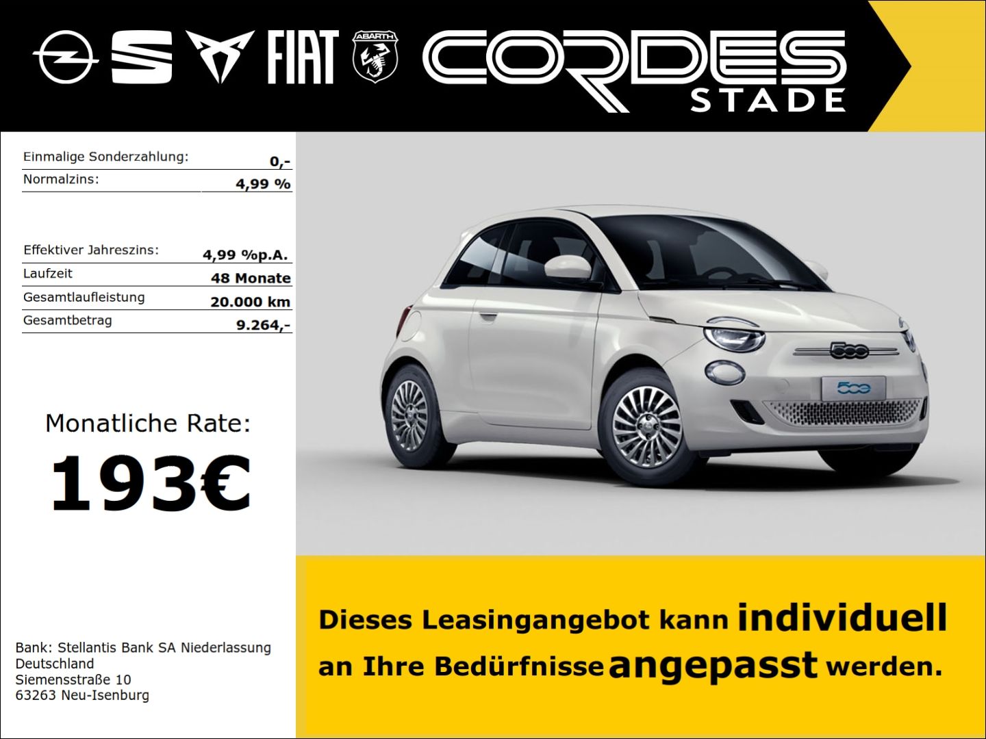 Fiat 500e Elektrisch 87 kW (118PS) Pop