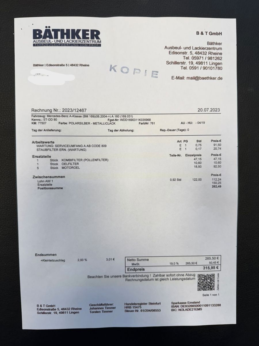 Fahrzeugabbildung Mercedes-Benz A 160 Avantgarde "Klima Parksensoren Sitzheizg."