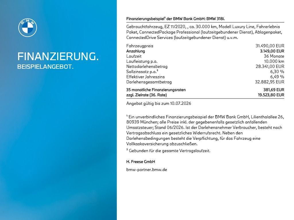 BMW 318i Touring AHK 360° RFK LORDOSE LED SHZ DAB BT foto 23