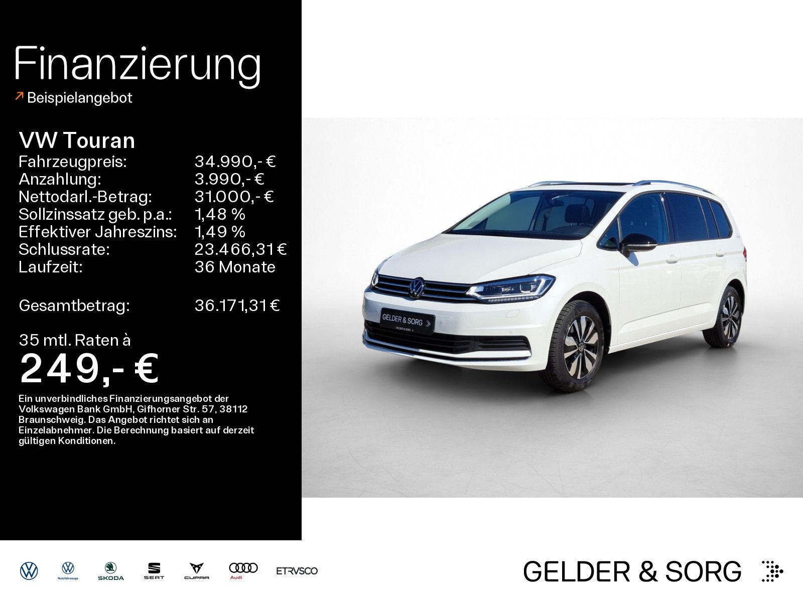 Volkswagen Touran 2.0 TDI Goal Pano*Stand*ACC*LED*DAB+Digit