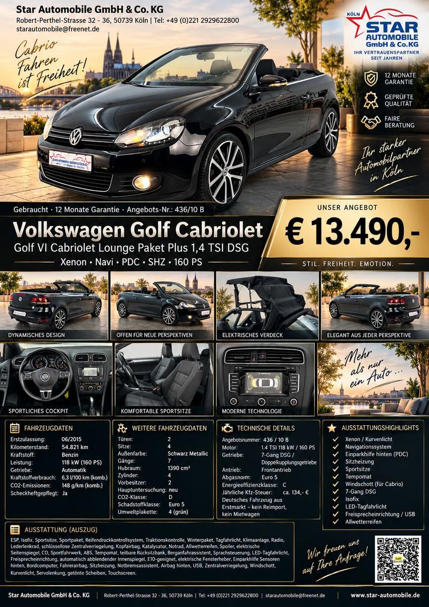 Volkswagen Golf VI Cabriolet Lounge 1,4 TSI 118KW DSG Bi XE