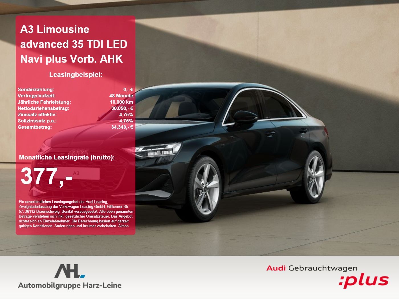 Audi A3 Limousine advanced 35 TDI LED Navi plus Vorb.