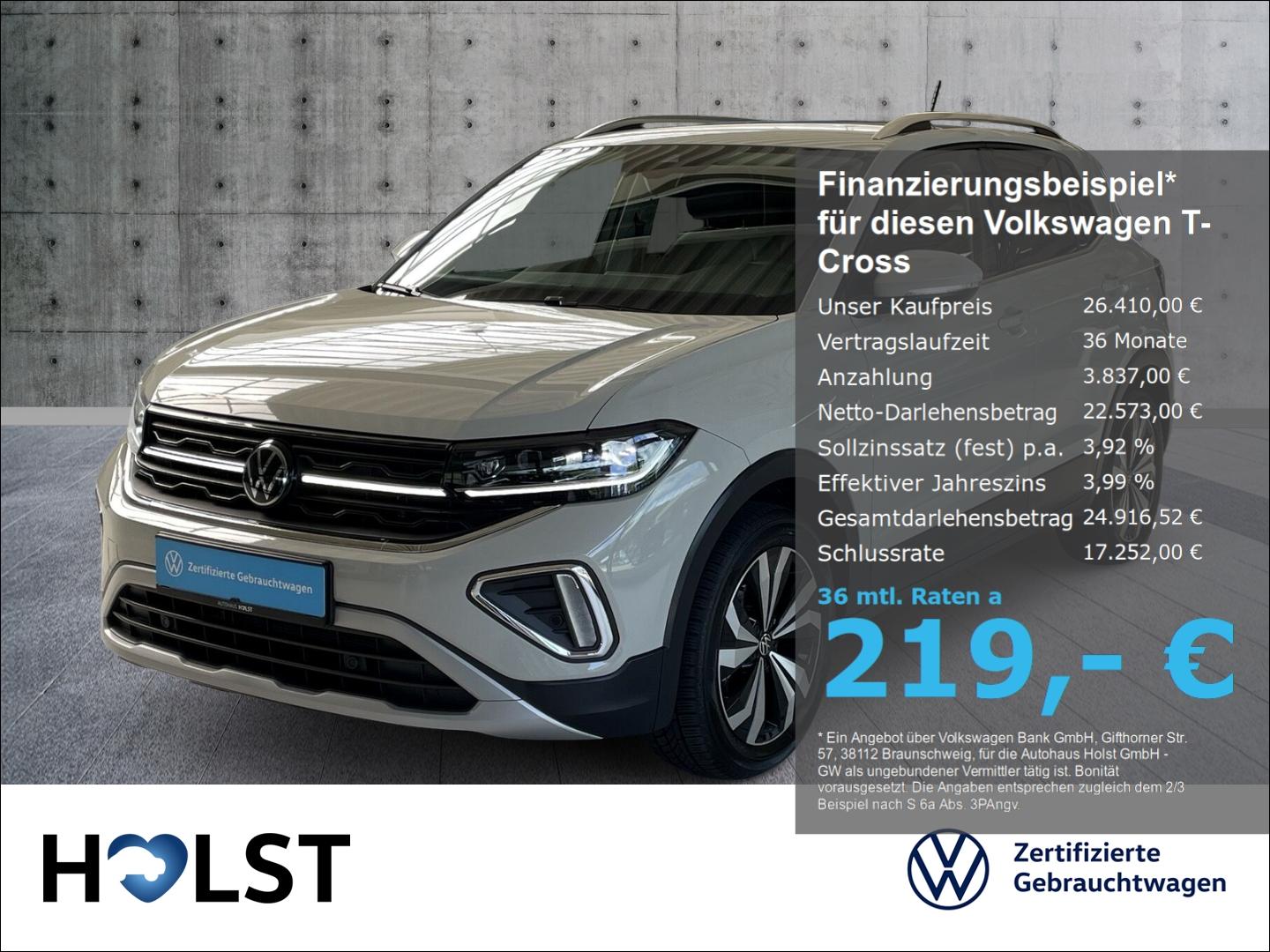 Volkswagen T-Cross 1.0TSI DSG Style IQ.DRIVE GJR RüFaKa ACC
