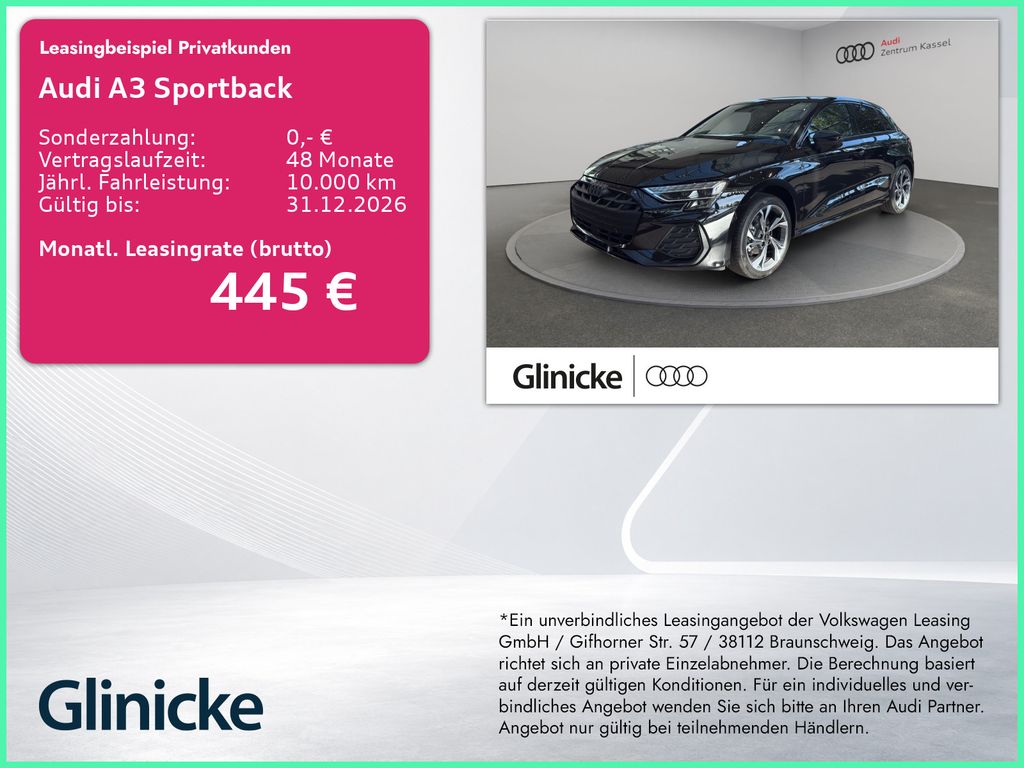 A3 Sportback S line TFSI LED SONOS Kamera AHK