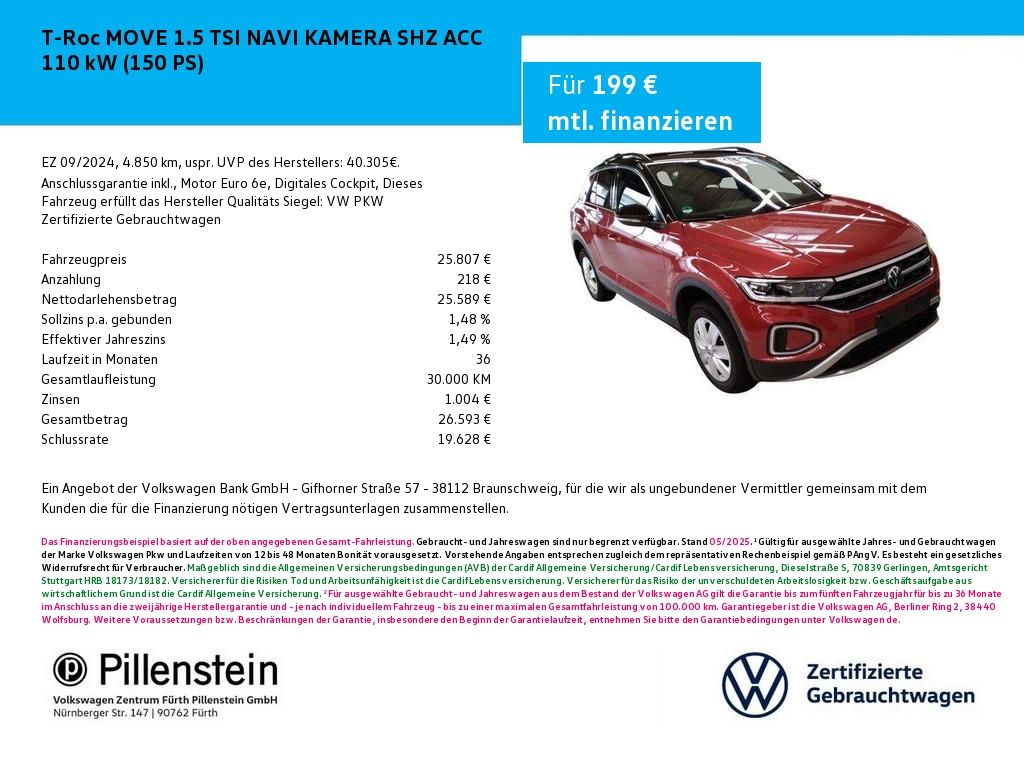 T-Roc MOVE 1.5 TSI NAVI KAMERA SHZ ACC