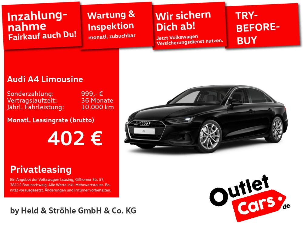 Abbildung Leasingangebot Audi A4 Limousine 50 TDI qu 18 AHK LED NAVI SD STANDH