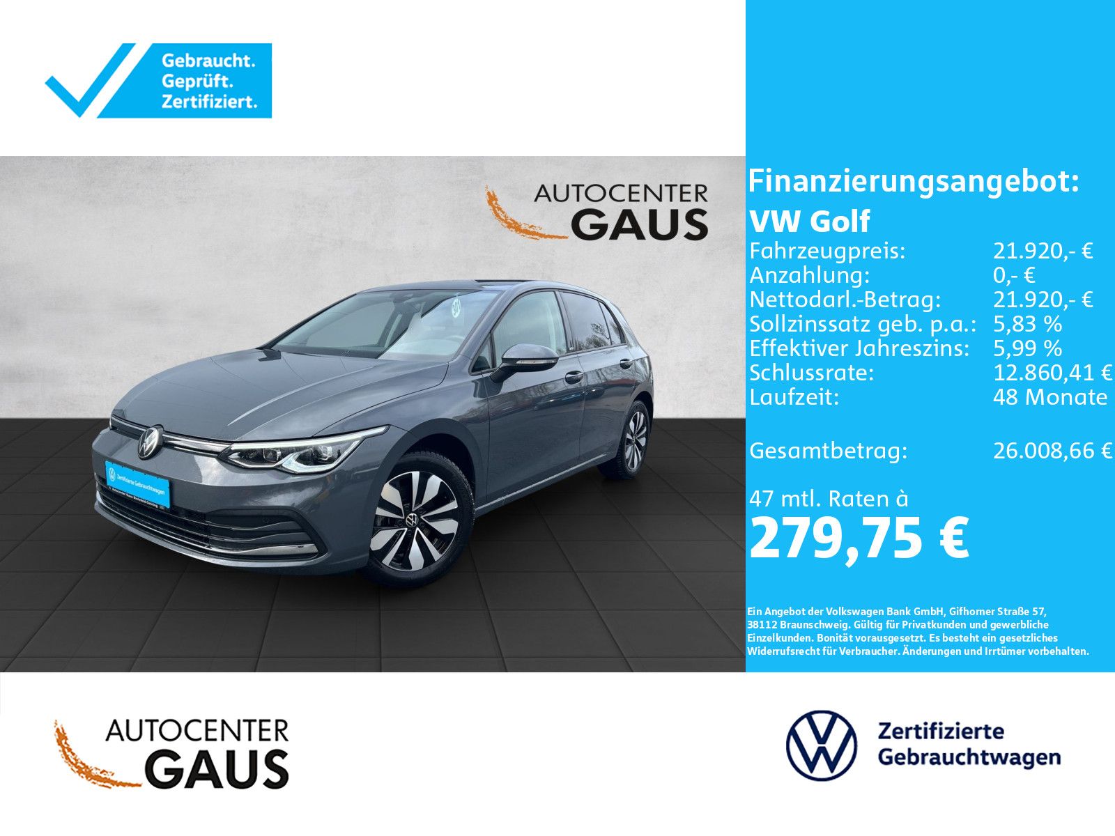 Golf VIII Move 1.0 TSI Navi*LED*ACC*Kamera