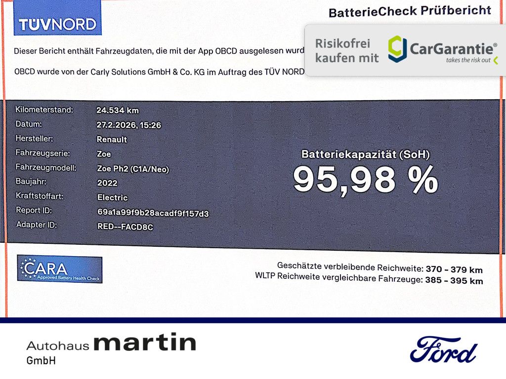 Fahrzeugabbildung Renault Zoe Experience KLIMA PDC SHZ NAVI FACELIFT LED