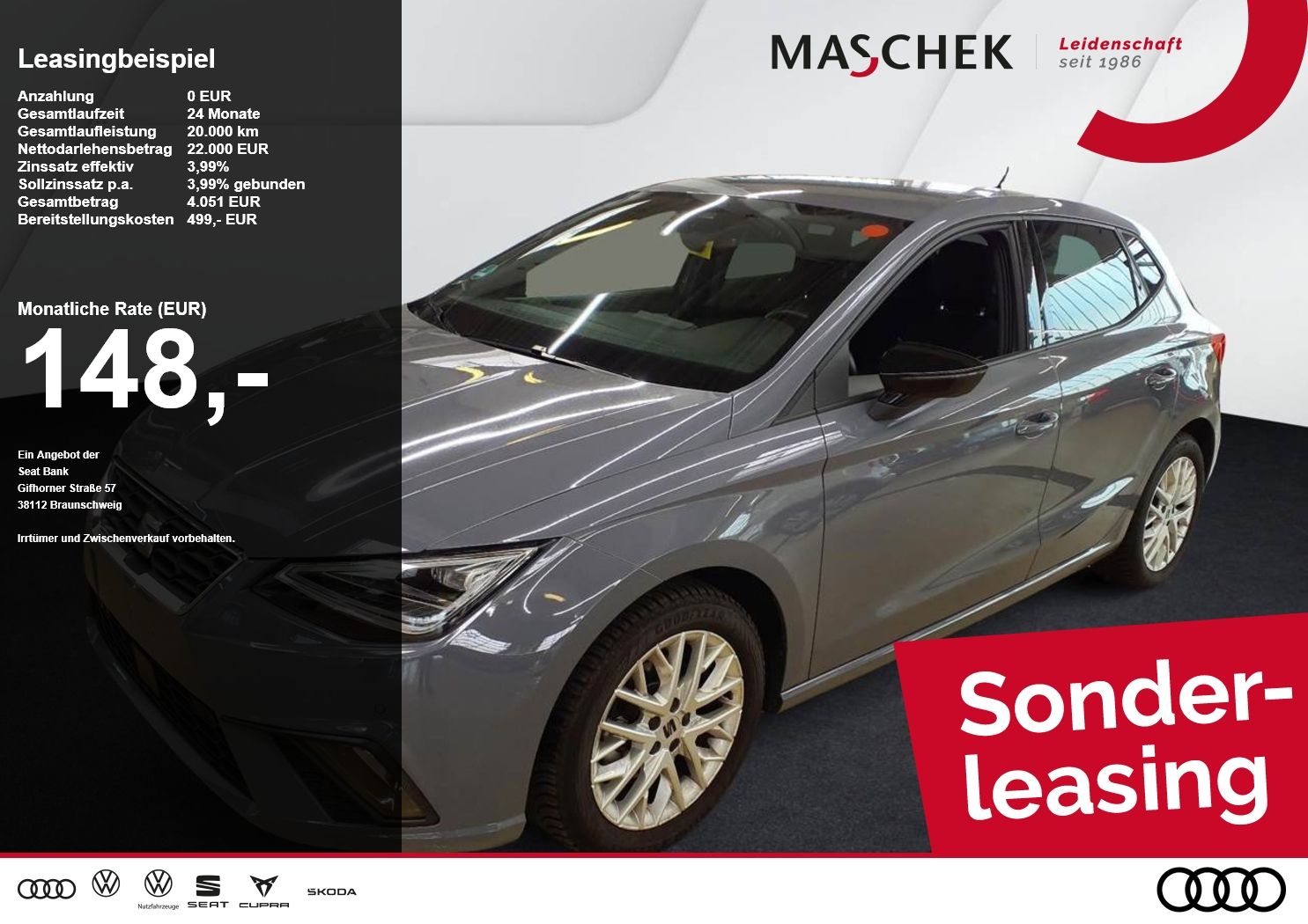 Seat Ibiza FR DSG Sonderleasing Navi Sitzh. RearView