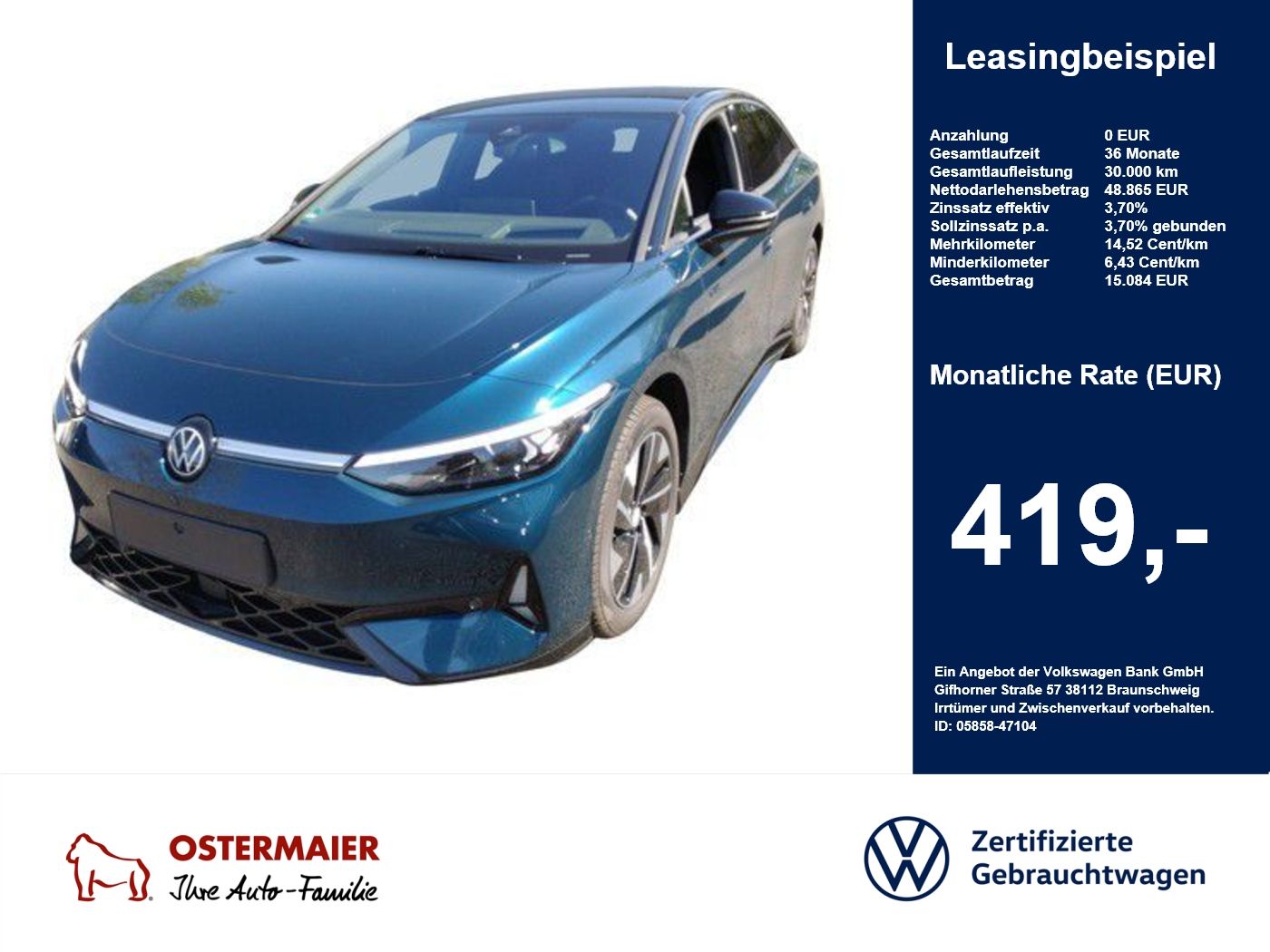 Volkswagen ID.7 GTX 340PS 4M NP.77T ACC.5J-G.WÄRMEPUMPE.AHK