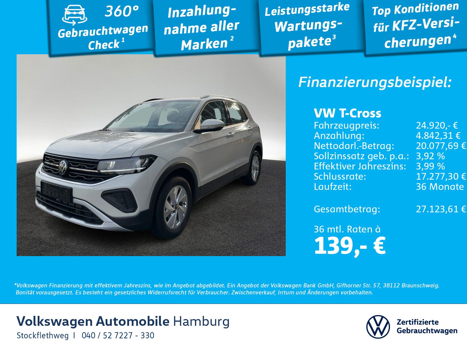 Volkswagen T-Cross 1.0 TSI Life DSG ACC Navi Kamera CarPlay
