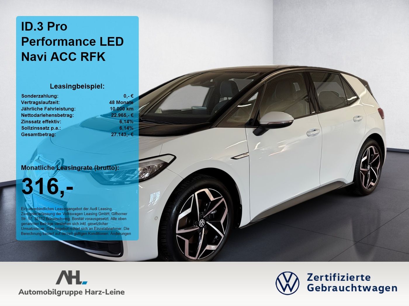 Volkswagen ID.3 Pro Performance LED Navi ACC RFK 2xKlima LM