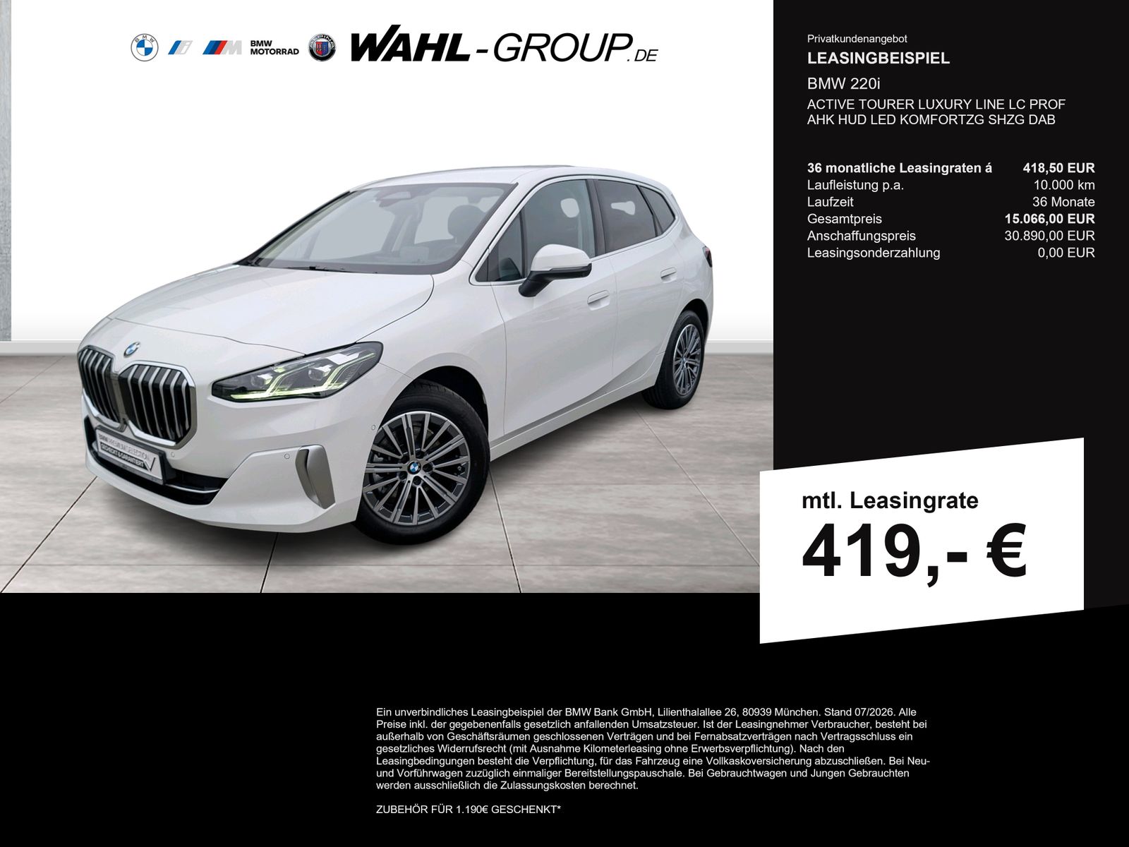 BMW 220i ACTIVE TOURER LUXURY LINE LC PROF AHK HUD L
