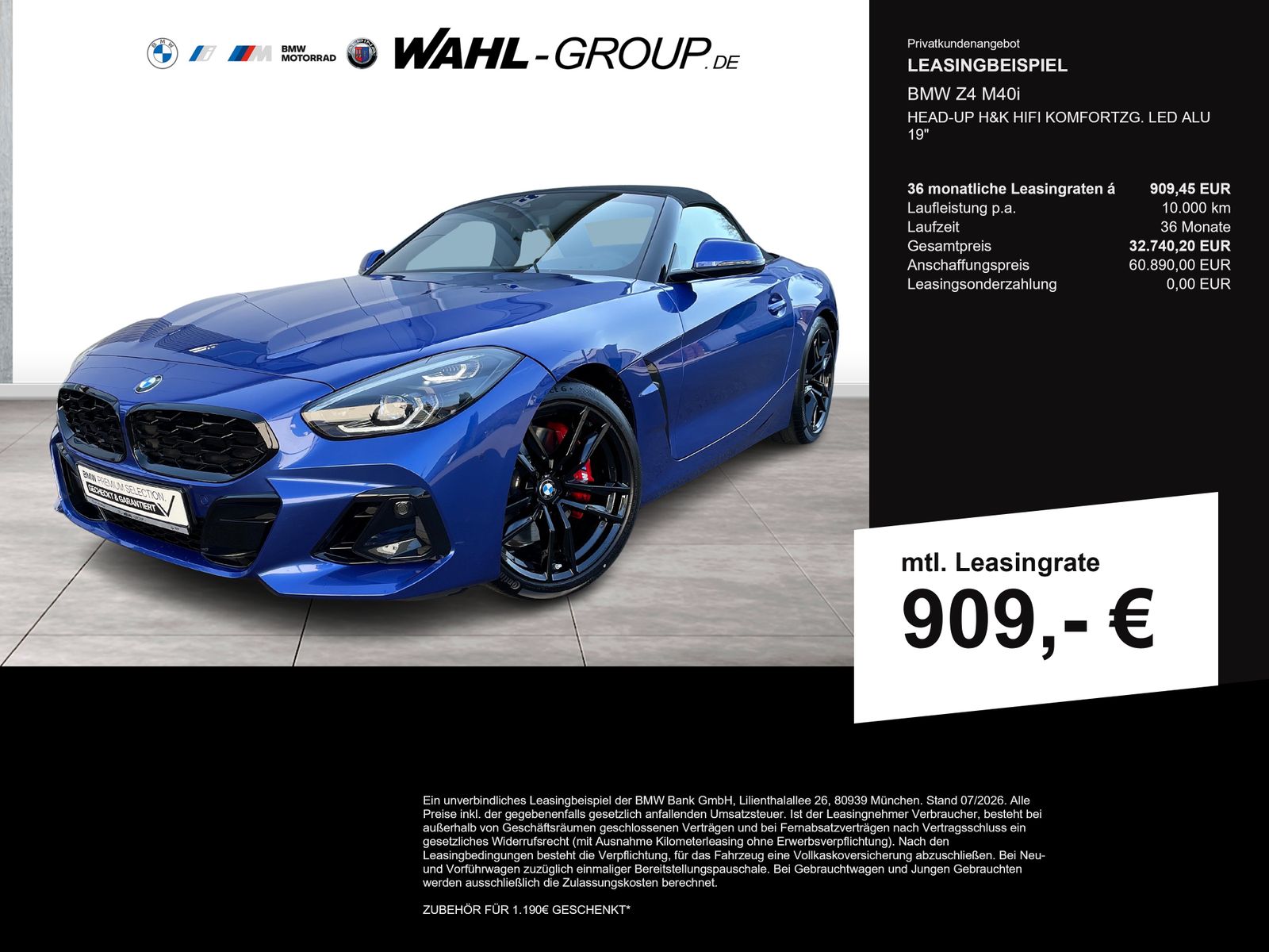 BMW Z4 M40i HEAD-UP H&amp;K HIFI KOMFORTZG. LED ALU 19"