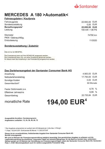 Fahrzeugabbildung Mercedes-Benz A 180 >AUT/NAVI/Sitzheiz/SR NEU<