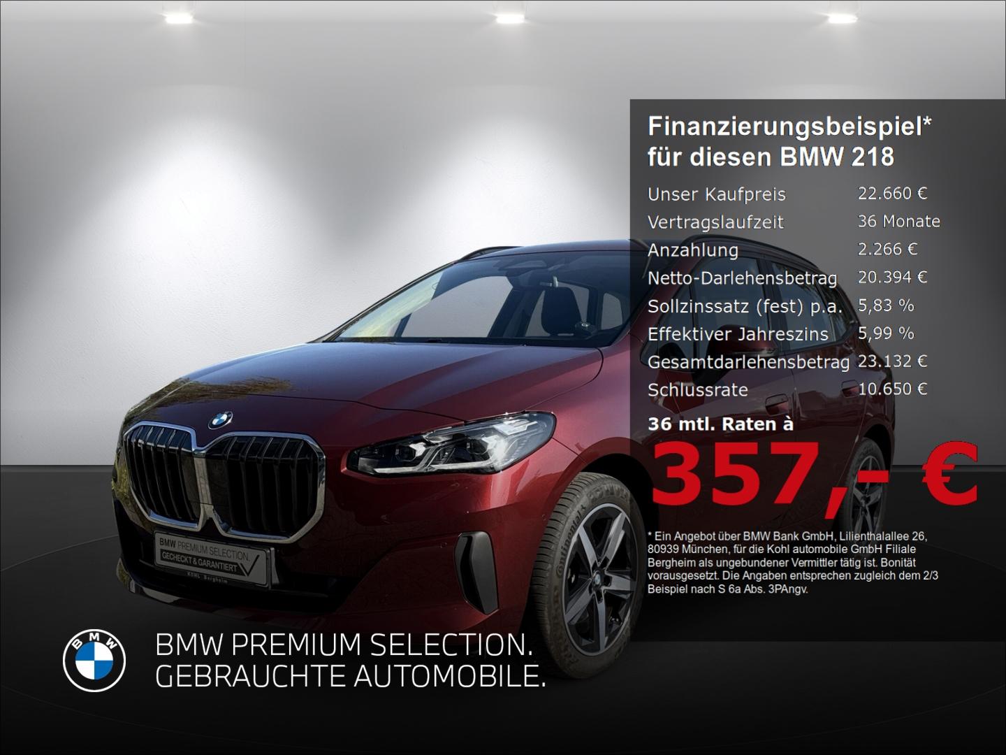 BMW 218 i Navigation Komfortzugang Fernlichtassisten