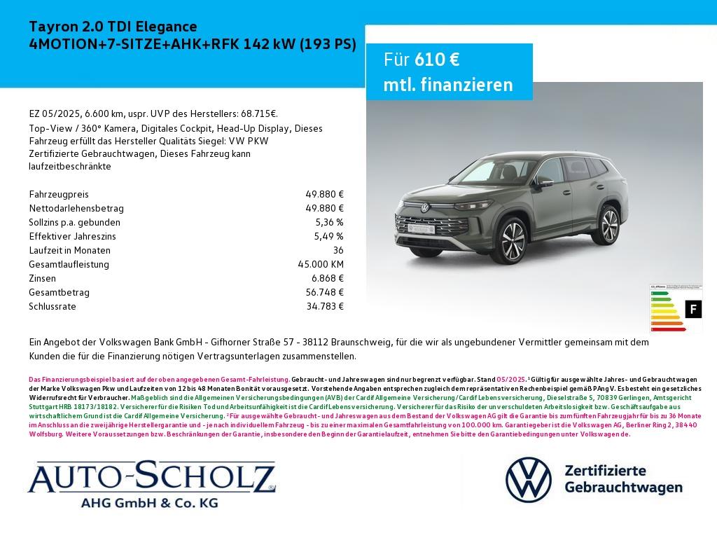 Volkswagen Tayron 2.0 TDI Elegance 4MOTION+7-SITZE+AHK+RFK