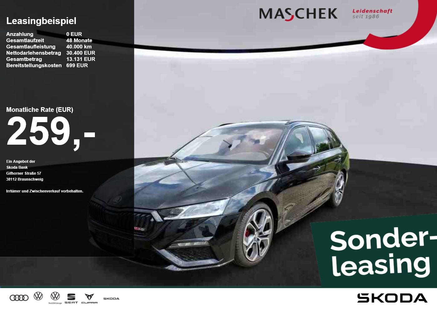 Skoda Octavia Combi RS 2.0 TDI Sonderleasing! Standh.