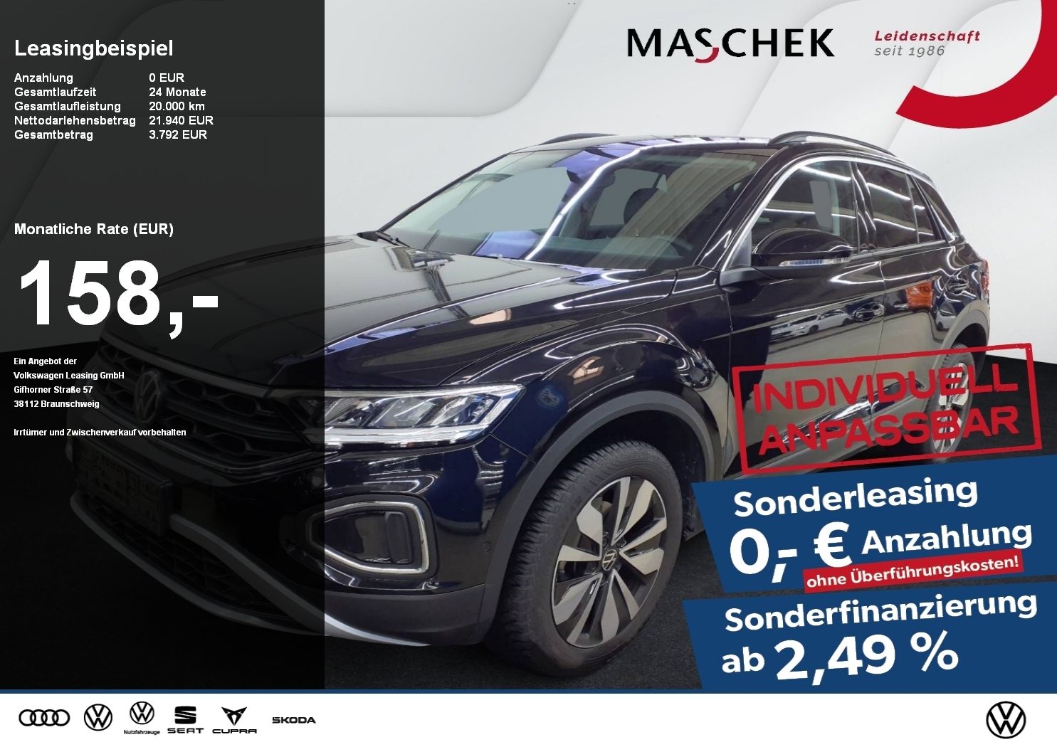 Volkswagen T-ROC Goal 1.0 TSI Sonderleasing ohne zzgl Koste