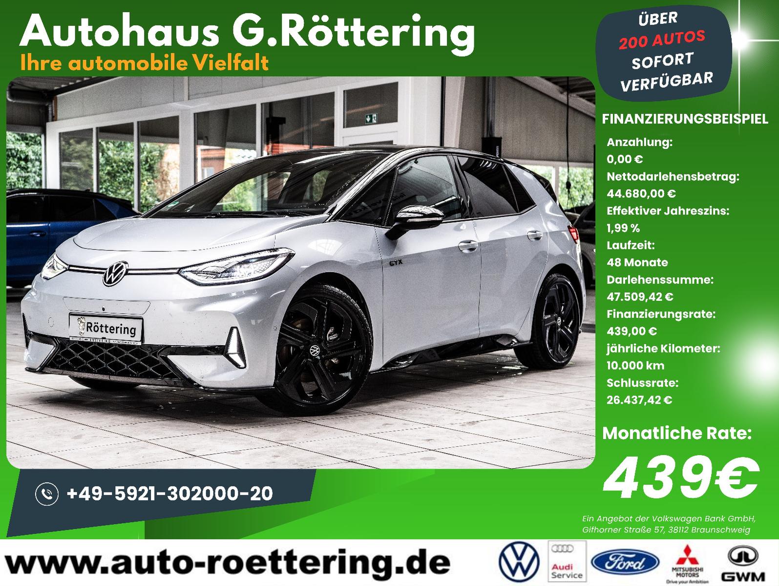 Volkswagen ID.3GTX 210kW+Pano+Wäpu+AHK+MATRIX+NAVI 84Kwh*B