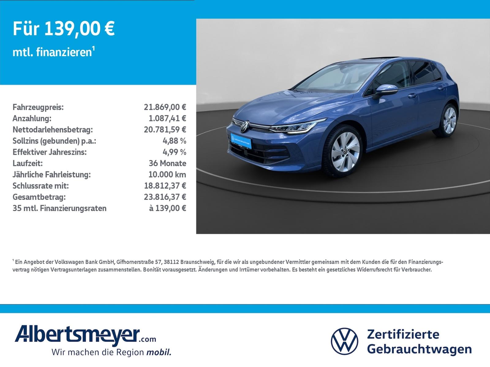 Volkswagen Golf VIII 1.5 TSI Life +PANORAMA+ACC+KLIMA+LED++