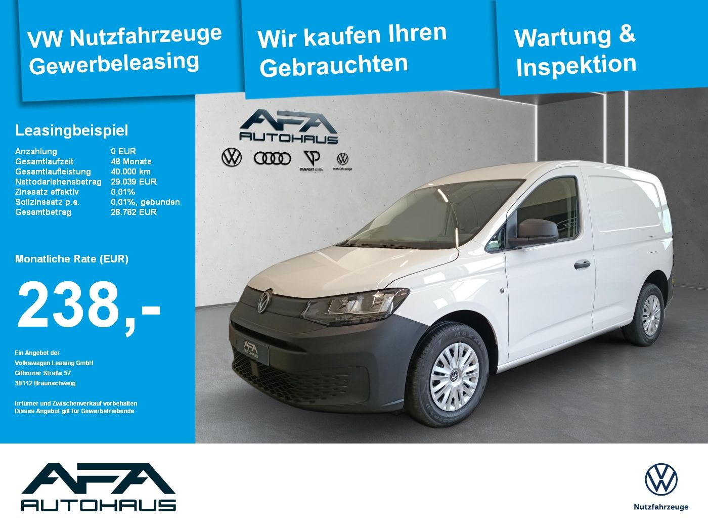 Volkswagen Caddy Cargo 2,0 TDI PDC*Vorb. AHK*AGR