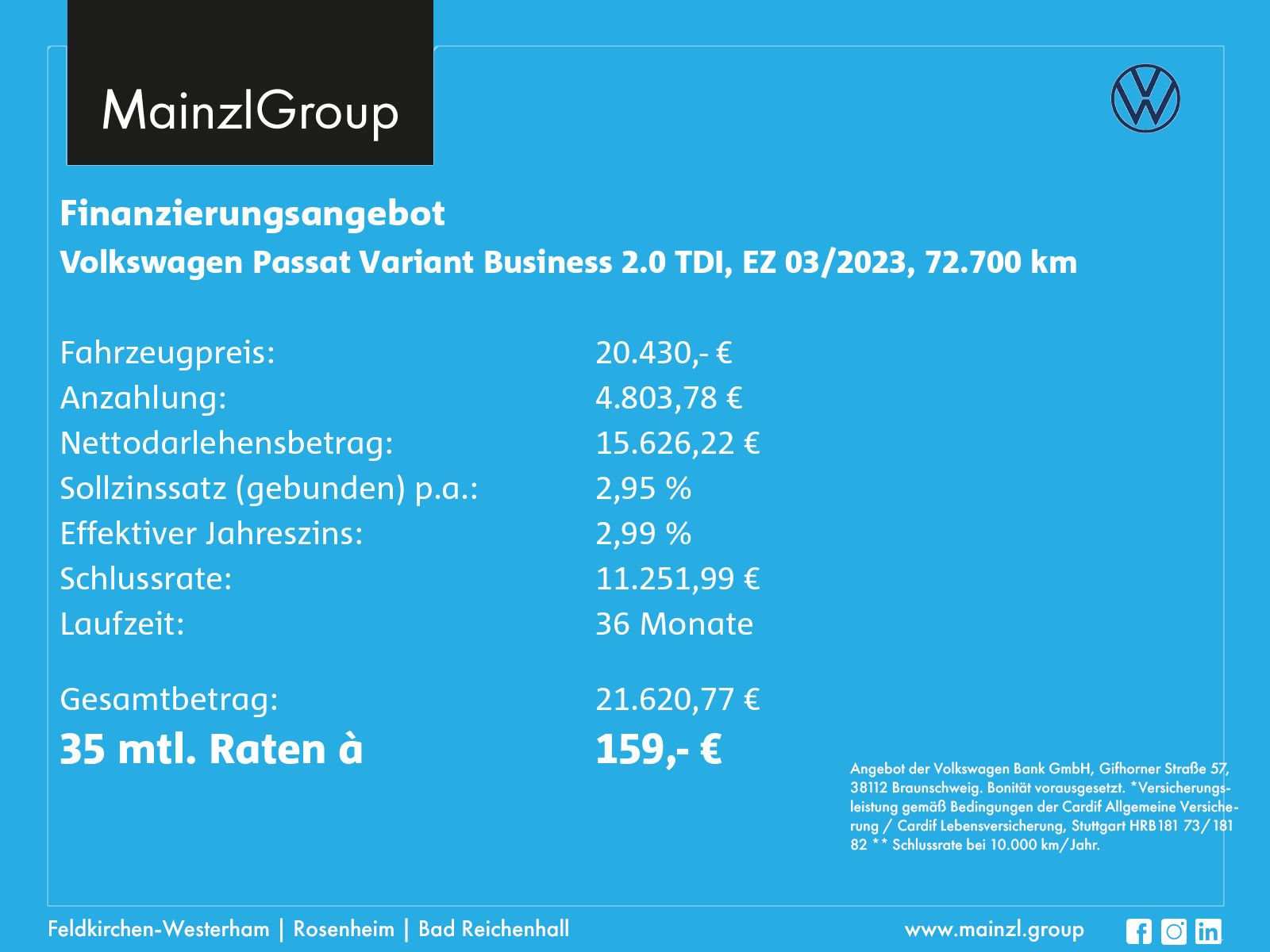 Volkswagen Passat Variant 2.0 TDI Navi Kam. ACC Virtual LED imagem 3