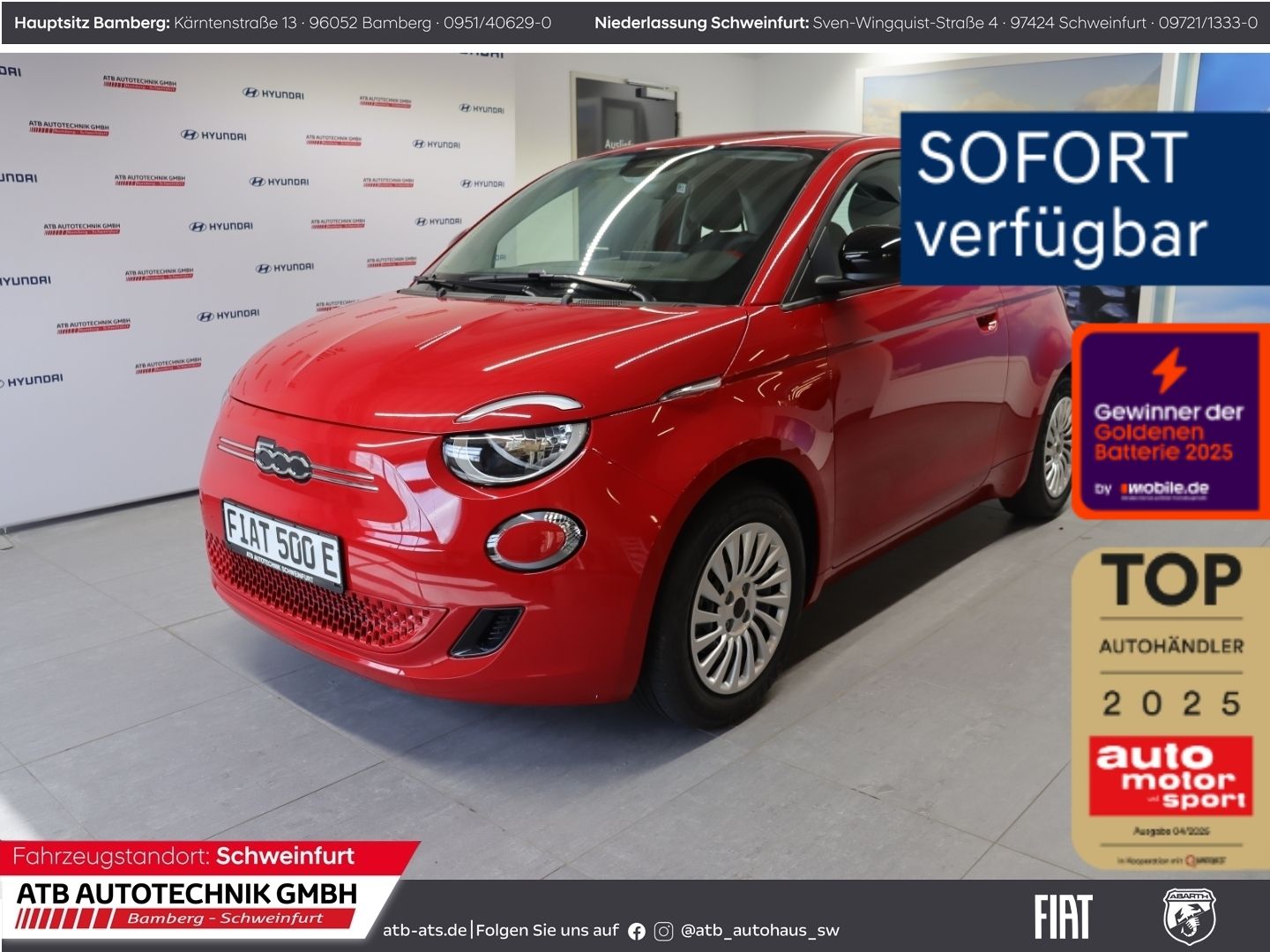 Fiat 500e MY25 RED 23,8 kWh Apple CarPlay Klimaautom 