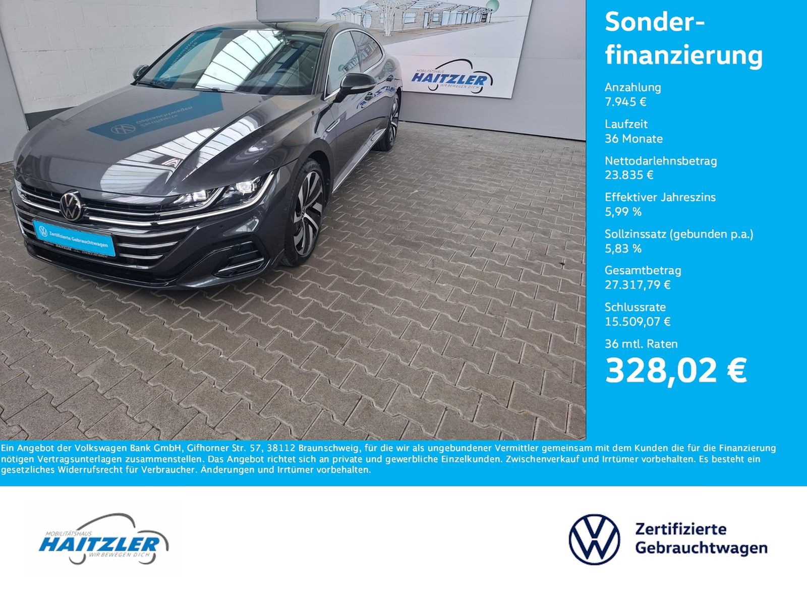 Fahrzeugabbildung Volkswagen Arteon Lim. R-Line 2.0 TDI DSG +IQ-Light +ACC