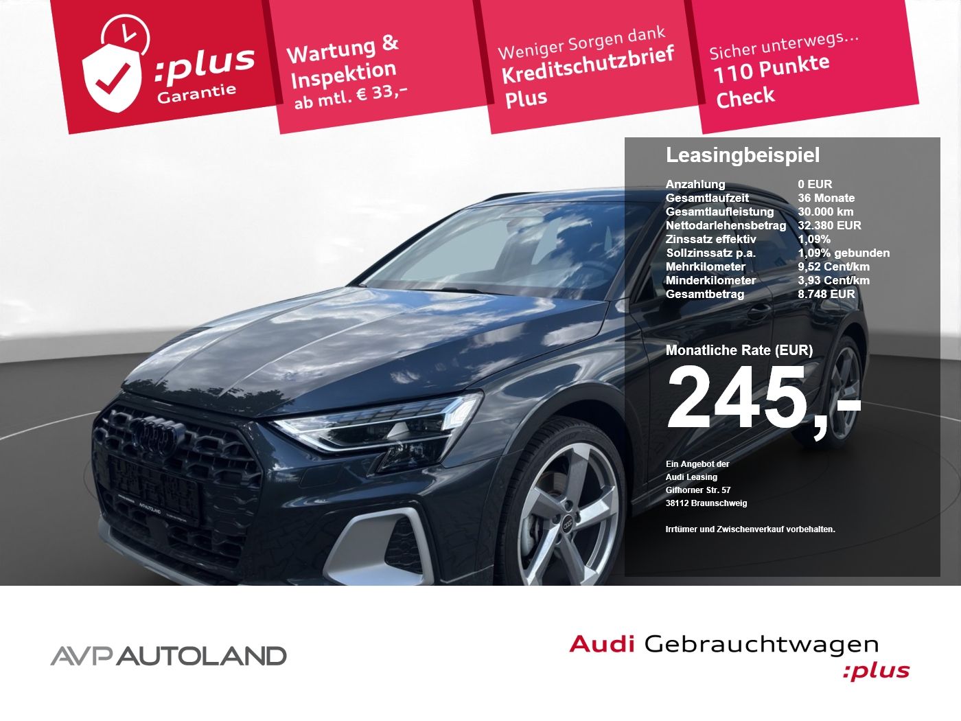 Audi A3 allstreet 35 TFSI S tronic 255 € mtl.