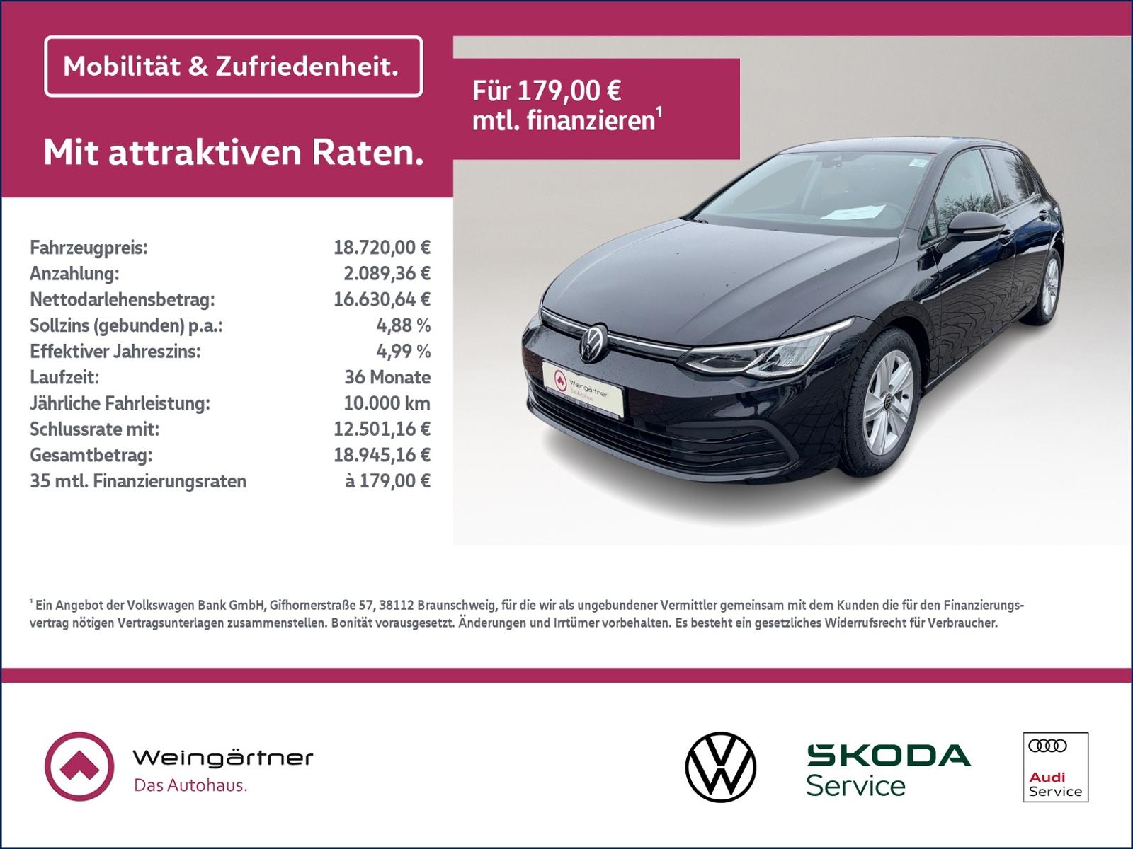 Volkswagen Golf VIII 1.0 eTSI Life IQ.Drive, Massage, LED.,