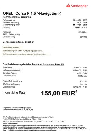 Fahrzeugabbildung Opel Corsa F Edition >Navi/Einparkhilfe/Tempomat<