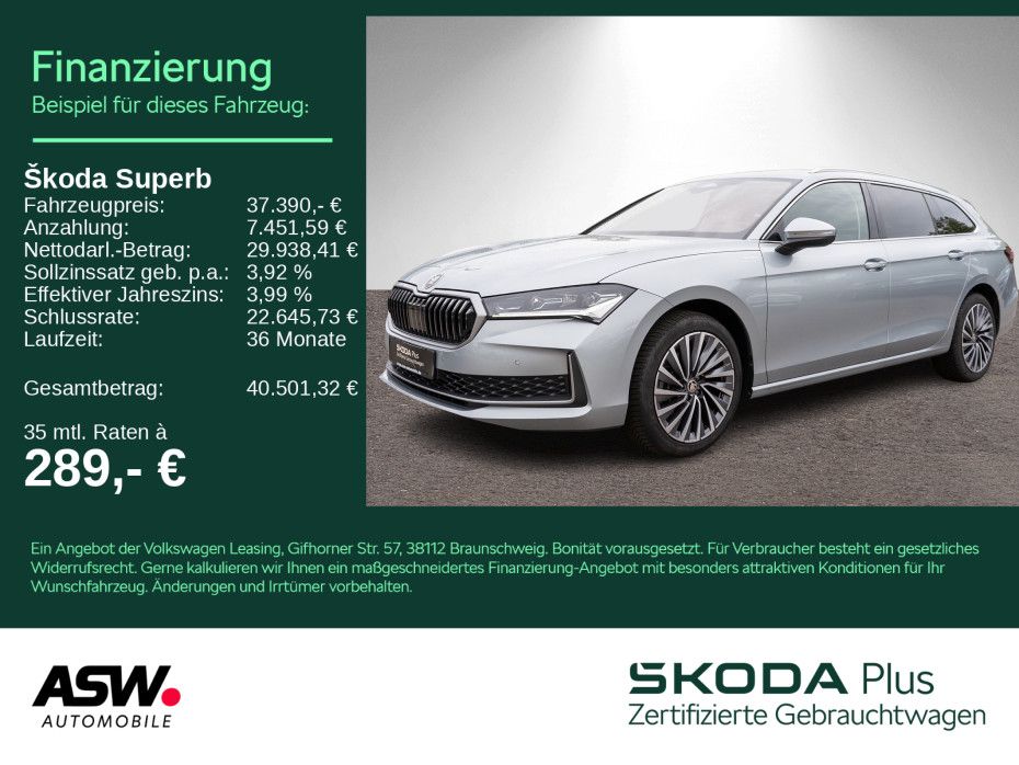 Superb Combi L&K 2.0 TDI DSG Navi RFK LEDER AHK