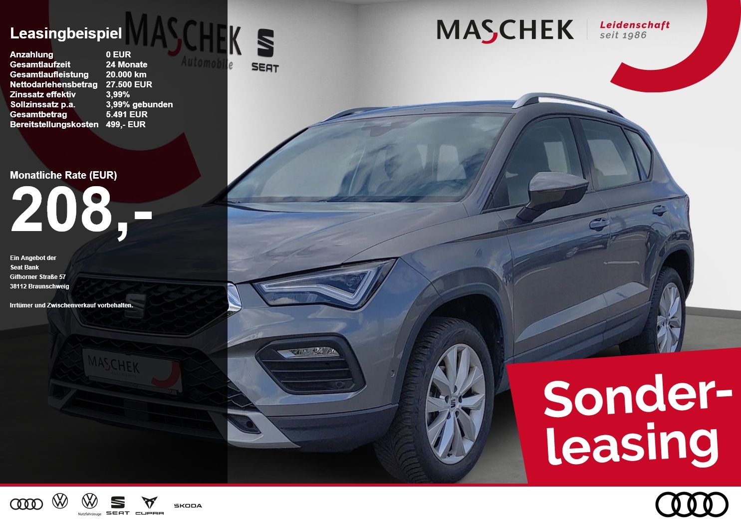 Seat Ateca Style Sonderleasing 1.5 TSI DSG Navi Sitzh