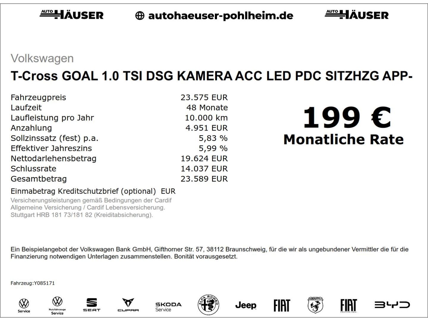 Volkswagen T-Cross GOAL 1.0 TSI DSG KAMERA ACC LED PDC SITZ imagem 2