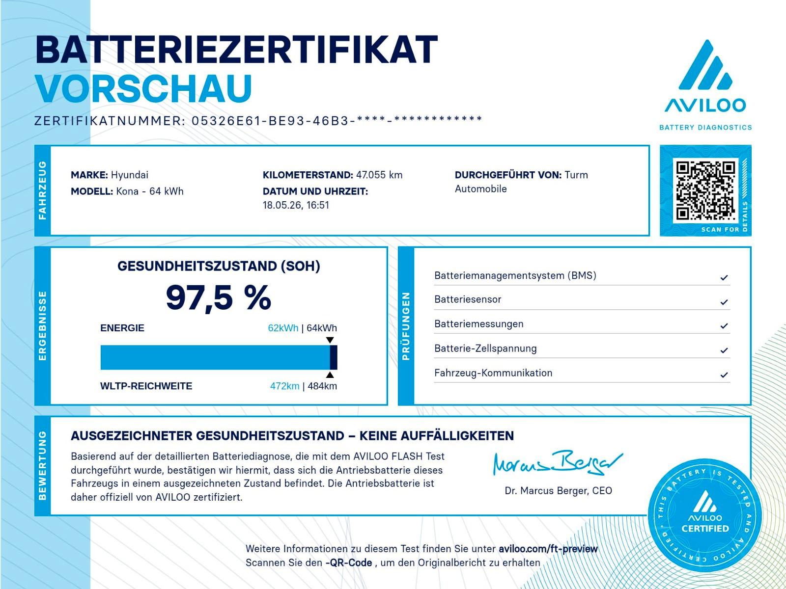 Hyundai KONA Elektro 64kWh|ServiceNeu|SOH98%|Garantie-30