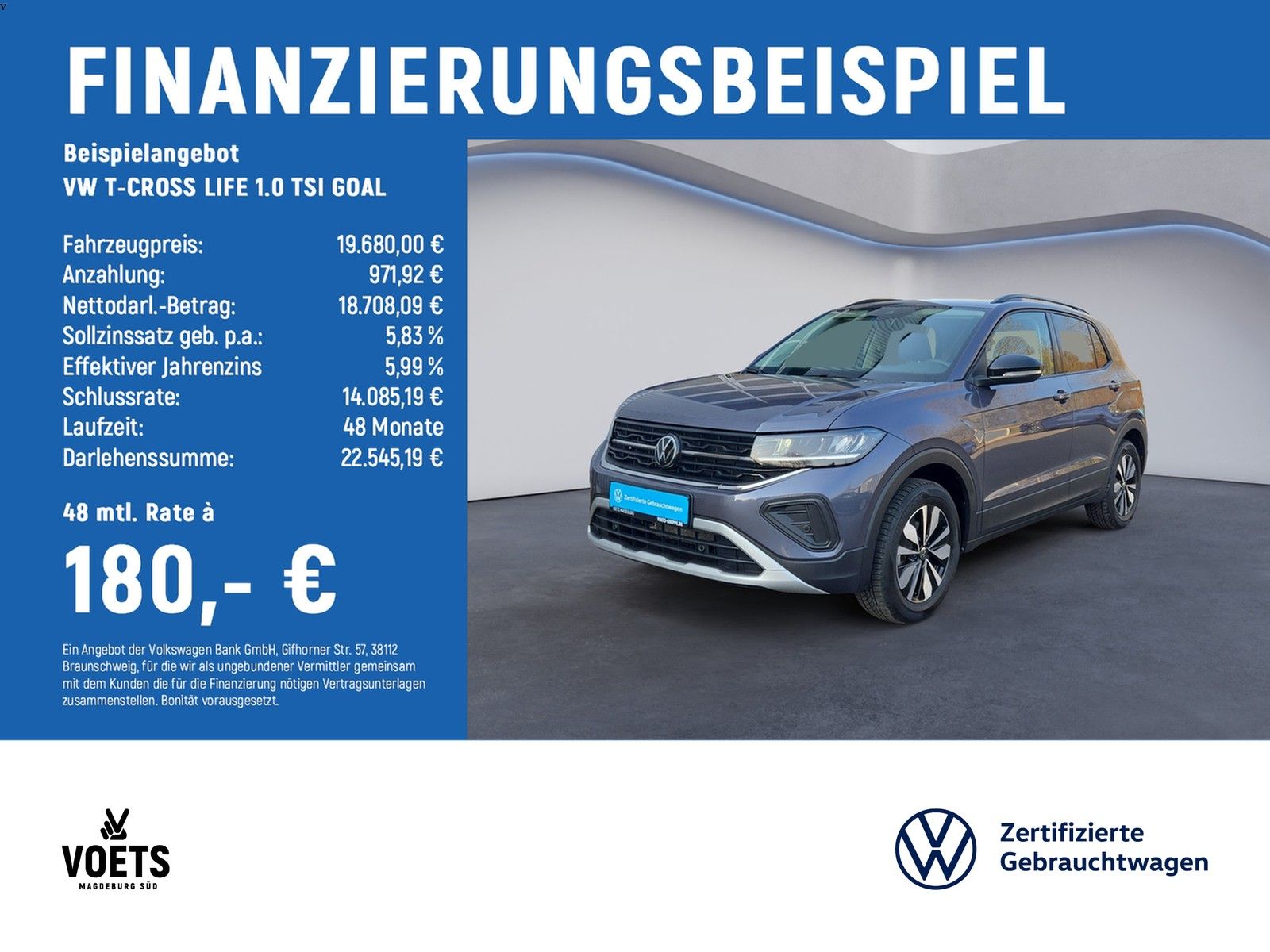 Volkswagen T-CROSS LIFE 1.0 TSI GOAL LED+NAVI+ACC+APP-CON.