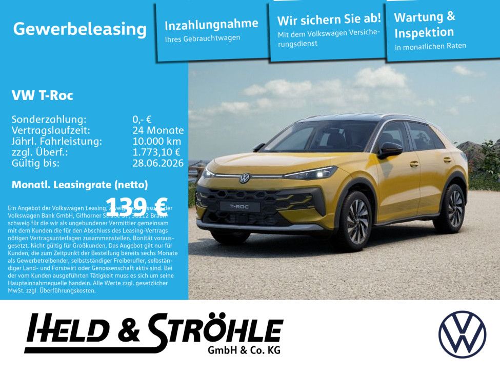 Volkswagen T-Roc Style Gewerbe Leasing>SUV Frühling<ab 139€