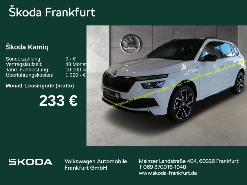 Skoda Kamiq Monte Carlo 1,0 TSI zusätzlich 750,-€ Loya