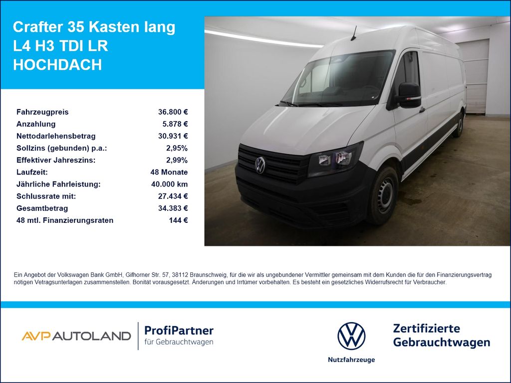 Volkswagen Crafter 35 Kasten lang L4 H3 TDI LR HOCHDACH
