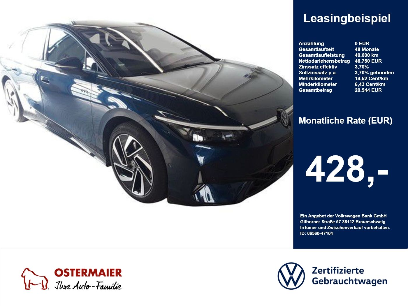 Volkswagen ID.7 GTX 340PS 4M NP.75T ACC.5J-G.WÄRMEPUMPE.AHK