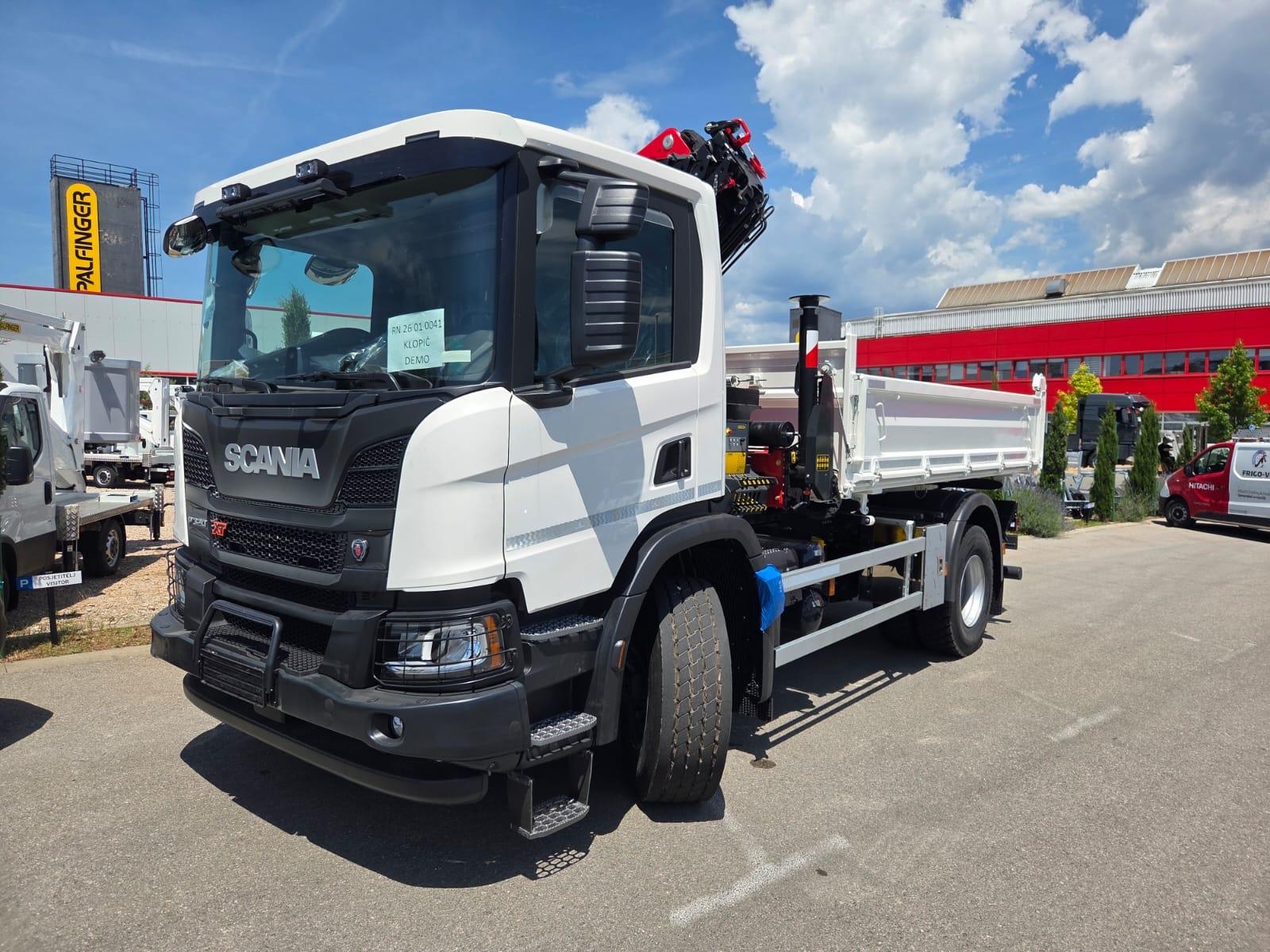 Scania P320 4x2 kipper 3-seiten + kran PK14.501