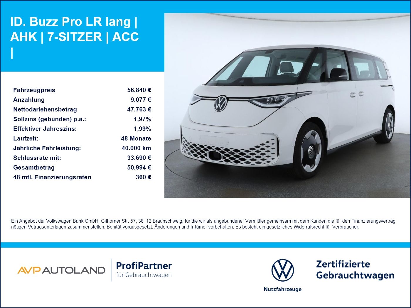 Volkswagen ID. Buzz Pro LR lang | AHK | 7-SITZER | ACC |