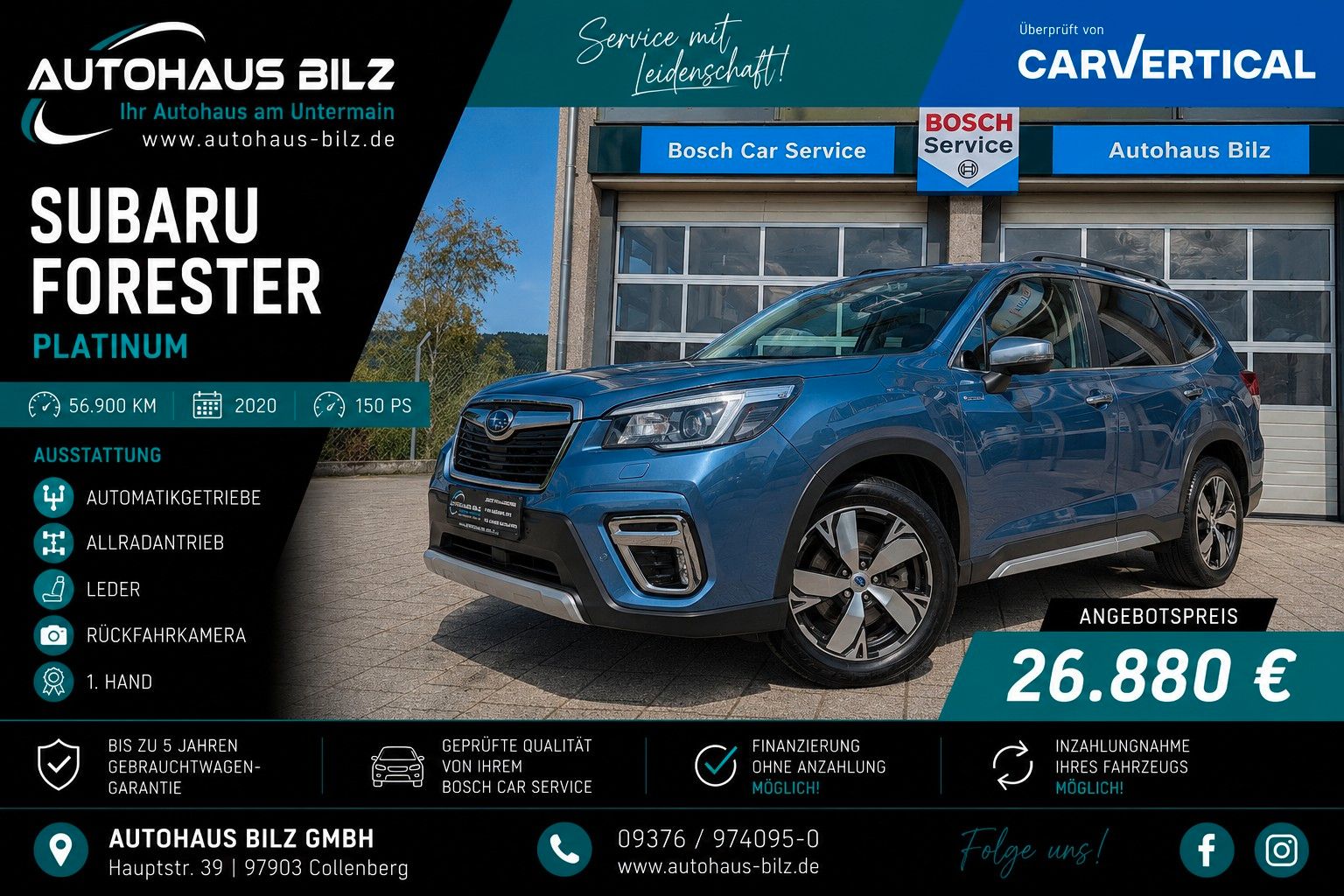 Gebrauchtwagen Subaru Forester Forester Platinum*Navi*Leder*Kamera*1.Hd.*Allrad in Würzburg