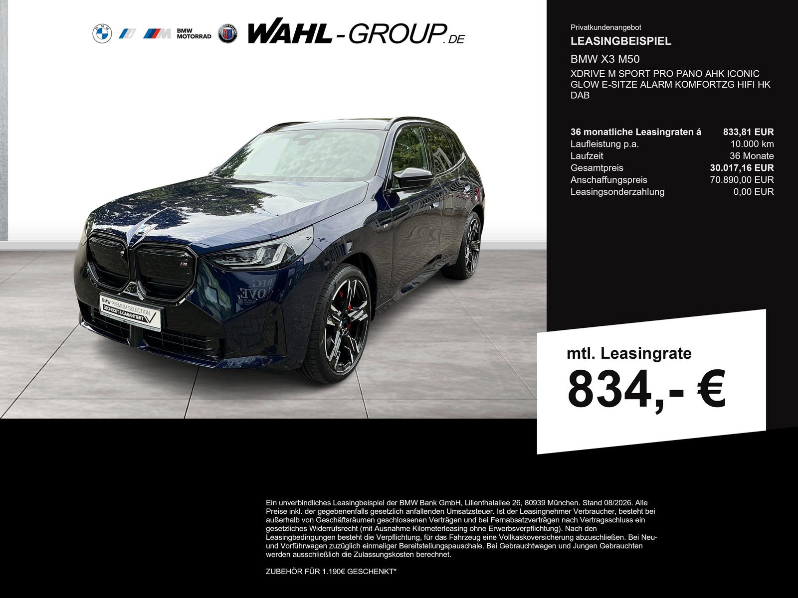 BMW X3 M50 XDRIVE M SPORT PRO PANO AHK ICONIC GLOW E
